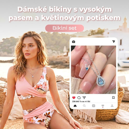 Dámský květinový bikinový set s vysokým pasem