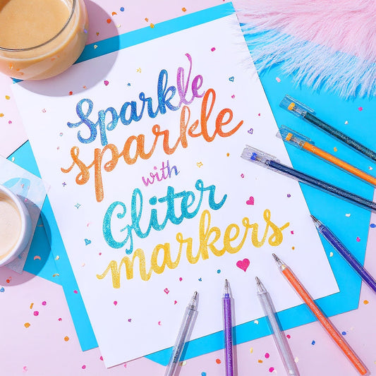 🖍️ SLEVA 50 % NYNÍ! ✨ Sada třpytivých gelových per – Zářivé třpytivé barvy, hladké psaní a ideální do diářů, plánovačů a pro tvoření 🎨