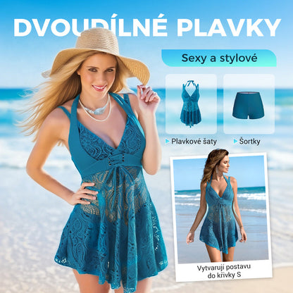 ✨Letní výprodej🔥Dámské krajkové plavky a šortky s výstřihem do V