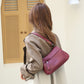 Vintage Lederlook Schoudertas met Ritssluiting en Verstelbare Schouderriem