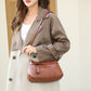 Vintage Lederlook Schoudertas met Ritssluiting en Verstelbare Schouderriem