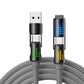 🔌⚡Datový kabel 4 v 1, 240 W – rychlé nabíjení, blikající kontrolka a zesílený silikon (černá/šedá)