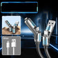 🔌⚡Datový kabel 4 v 1, 240 W – rychlé nabíjení, blikající kontrolka a zesílený silikon (černá/šedá)