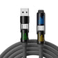 🔌⚡Datový kabel 4 v 1, 240 W – rychlé nabíjení, blikající kontrolka a zesílený silikon (černá/šedá)
