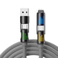 🔌⚡Datový kabel 4 v 1, 240 W – rychlé nabíjení, blikající kontrolka a zesílený silikon (černá/šedá)