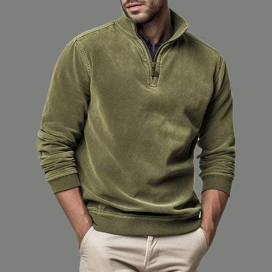 Pánské módní retro Half-zip stojan límec ležérní mikina