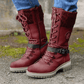 Halfhoge veterboots met gebreide boord en ritssluiting