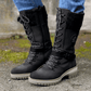 Halfhoge veterboots met gebreide boord en ritssluiting