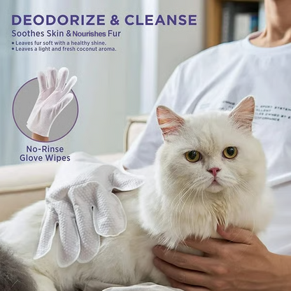 🐱Rukavice na čištění a dezodoraci domácích mazlíčků bez oplachování