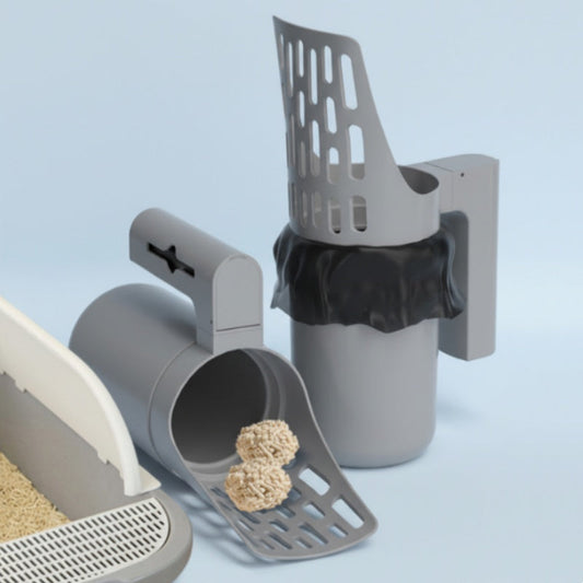 🐱 50% SLEVA TEĎ!✨ Lopatka na kočičí stelivo se zásobníkem na smetí – Vše v jednom designu & vestavěná role sáčků – Hygienické čištění 🗑️