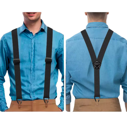 👔 Pánské šle s konstrukcí do X a háčkovými klipy – Robustní úchyty, široké popruhy a nastavitelná délka 👖