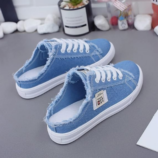 👟50% SLEVA TEĎ! 👖 Dámské džínové mule tenisky – Snadné nazouvání pohodlná podrážka a perfektní na letní casual look ☀️