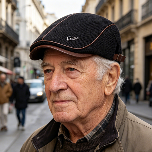 🧢 DOČASNÁ 50% SLEVA! 🍂 Pánská pletená teplá čepice newsboy – Prémiový úplet nastavitelný střih PU kšilt a nadčasový styl ✨
