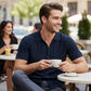 👔🧵 Sleva 50%! Pánská pletená košile s knoflíky, business-casual
