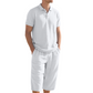 👔 SPECIÁLNÍ NABÍDKA 50% SLEVA PRÁVĚ TEĎ! 🍃 Lněný set pro muže – Košile a capri kalhoty prodyšné 7 barev velikosti S-3XL ✨