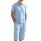 👔 SPECIÁLNÍ NABÍDKA 50% SLEVA PRÁVĚ TEĎ! 🍃 Lněný set pro muže – Košile a capri kalhoty prodyšné 7 barev velikosti S-3XL ✨