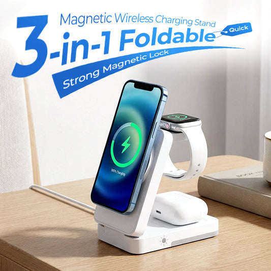 🔋⚡Třífunkční, skládací, magnetický stojan na bezdrátové nabíjení📱