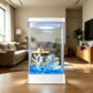 🐟 Akvárium pro bettu s 7barevnými LED světly – Čirý akrylát kompaktní vertikální design nabíjení přes USB. Perfektní na psací stůl a noční stolek – vytváří klidnou atmosféru! ✨🌙