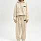Pluchen Fleece Lounge Set met Capuchon en Reliëftextuur