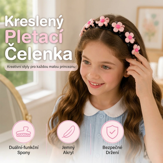 🎀✨Roztomilá kreslená čelenka pro dívky – Pohodlné nošení, barevné vzory, ideální pro každodenní styl