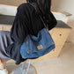 Vintage Denim Schoudertas met Kettingriem en Draaisluiting