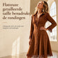 Elegante Suède-Look Jurk met Franjes en Knoopsluiting