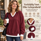 Gelaagde V-hals top met contrasterende details