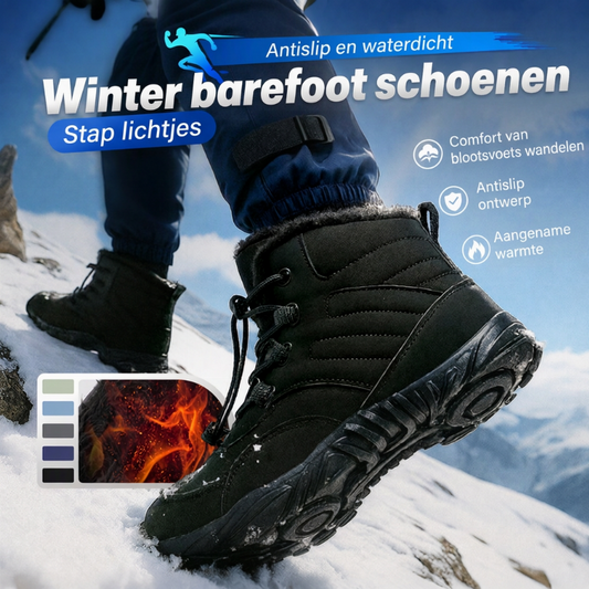 Warme barefoot winterboots met brede neus