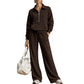 Tweedelige loungeset met halve rits en wijde broek