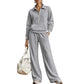 Tweedelige loungeset met halve rits en wijde broek