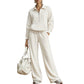 Tweedelige loungeset met halve rits en wijde broek